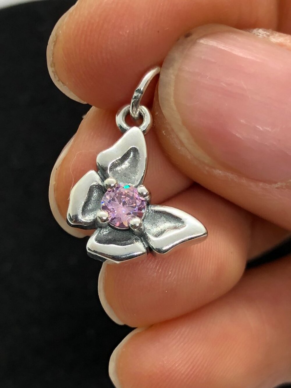 James Avery Butterfly Gemstone Charm Lab-Created Pink Sapphire